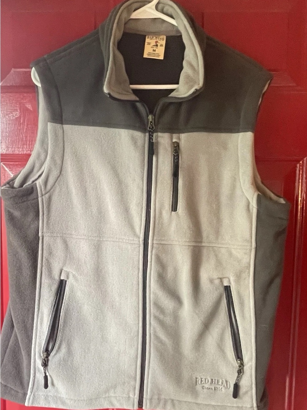 RedHead Men's Two-Tone Light Gray and Dark Gray Fleece Vest
